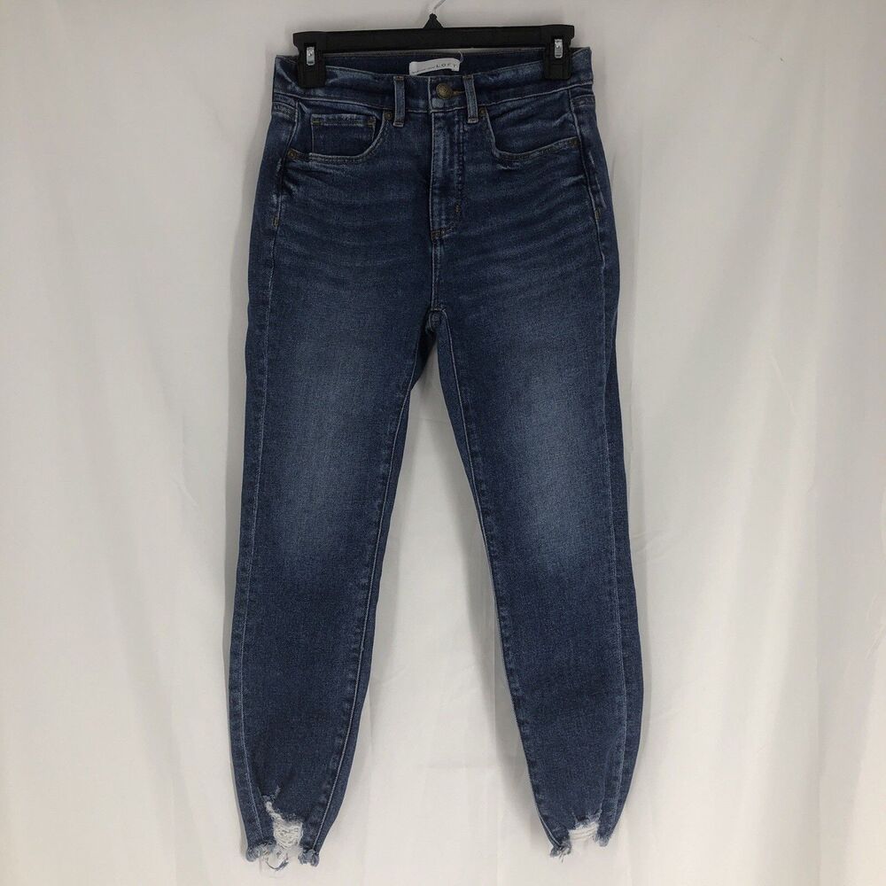 LOFT 0/25 High Rise Skinny Ankle Medium Stretch Denim Womens Jeans